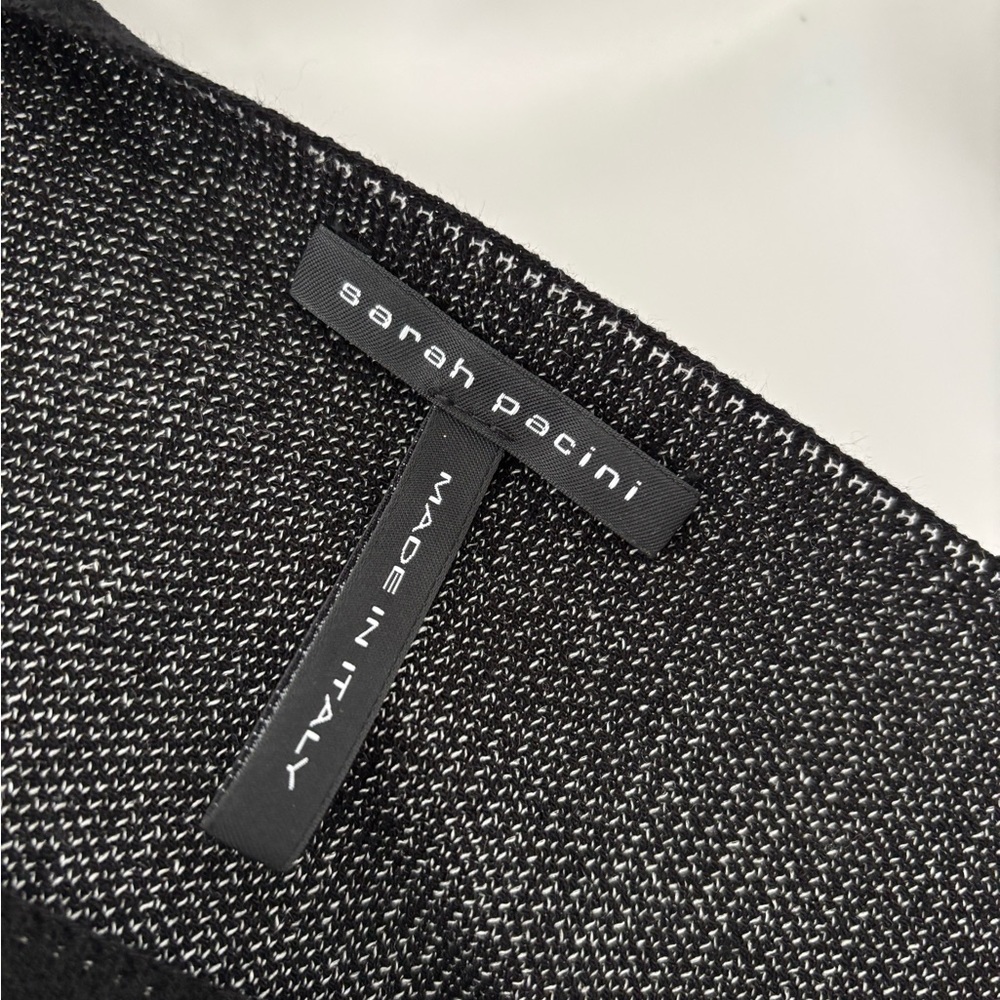 Sarah Pacini Dress Black Long Sleeve Print Black / White Authentic❤️ - Picture 4 of 6